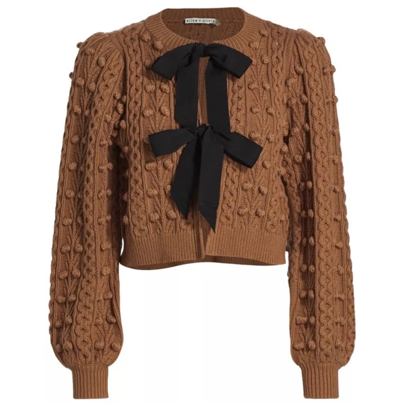 Alice + Olivia Sweaters - Alice + Olivia Kitty puff-sleeve cardigan